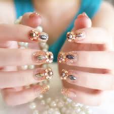 rhinestone bridal wedding fake nails