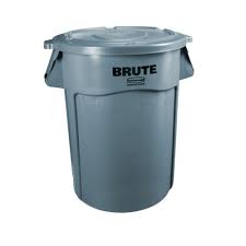 Rubbermaid Commercial Products Brute 32 Gal Gray Round Vented Trash Can With Lid