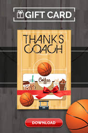Basketball Coach Gift Thank You Card Free Printable Download
