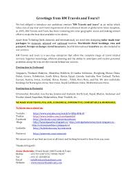 Introductory Letter Rm Travels And Tours