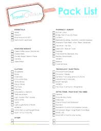 Family Vacation Packing List Template Grocery Cruise