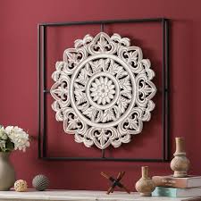 Luxenhome Distressed White Wood Flower