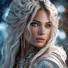 white witch long silver hair blue eyes