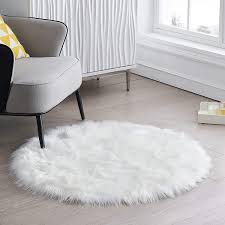 white round faux fur rug