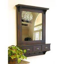 Ay Brown Wall Mirror With Drawers