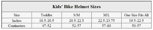 Bike Helmets Size Chart Bike Adults