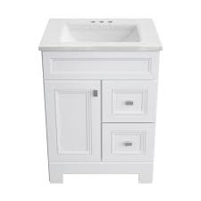 Whatever size you're looking for, it's always a good idea to carefully measure the dimensions of your bathroom before purchasing! Home Decorators Collection Sedgewood 24 1 2 In Configurable Bath Vanity In White With Solid Surface Top In Arctic With White Sink Pplnkwht24d The Home Depot
