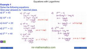 Equations With Logarithms Mr