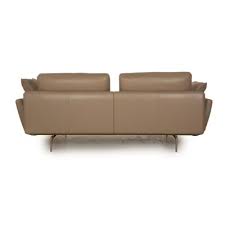Back Leather Two Seater Grey Taupe Sofa