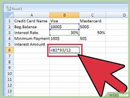 Calculating credit card interest 1 calculate the monthly interest amount. 3 Ways To Calculate Credit Card Interest With Excel Wikihow