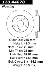 Front C Tek Brake Rotor Toyota Camry 121 44078 121 44078 27 00 Auto Brake Center Brake Pads Rotors All Cars All Models Free Local Delivery