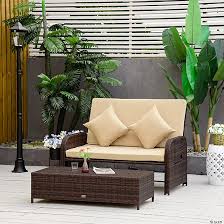 Patio Wicker Lounge Sofa Set