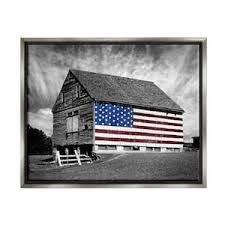white farmhouse barn american flag
