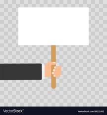 hand holding white blank banner flat