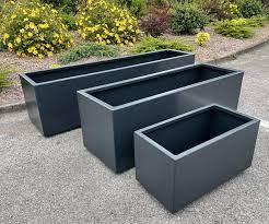 powder coated steel trough planters