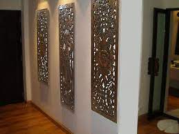 Asian Carved Wood Wall Decor Panel