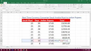 Ms Excel Real Time Currency Converter Saudi Riyal To Indian Rupees