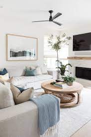 modern coastal living room and family