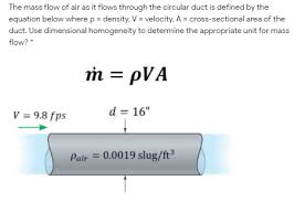 Mass Flow Of Air As It Flows