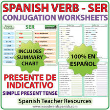 Ser Spanish Verb Conjugation Worksheets Present Tense