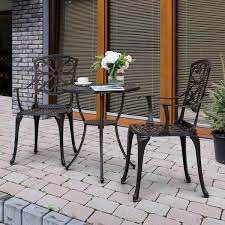 Nuu Garden Antique Bronze 3 Pieces Cast Aluminum Patio Outdoor Bistro Set Rust Proof Furniture Set