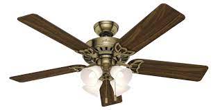 hunter studio series 52 ceiling fan with 4 light kit antique br walnut um oak blades