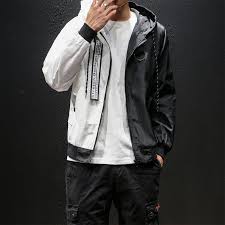 Men Light Jacket Hoodie Coats 2019 Style Fashion Men Women Black And White Splice Hooded Thin Windbreaker Zipper Coat Us Size T200117 Black Coats And Jackets Mens Jacket For Sale From Xue05
