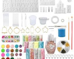 219pcs resin kit for beginners, thrilez resin mold kit with resin molds silicone and epoxy resin supplies include dried flowers, foil flakes, necklace cord, earring hooks for diy jewelry making 4.5 out of 5 stars 161 Resin Starter Kit Etsy