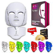 Amazon Com Red Light Therapy Led Face Mask Neck 7 Color Led Mask Therapy Facial Photon For Healthy Skin Rejuvenation Collagen Anti Aging Wrinkles Scarring Korean Skin Care Facial