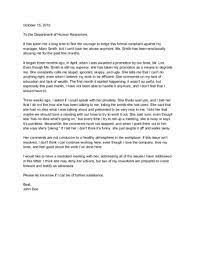 a letter of complaint to human resources