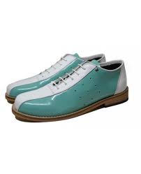 White And Patent Green Grained Leather Bowling Shoe Steelground