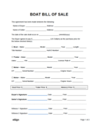 free boat vessel bill of forms
