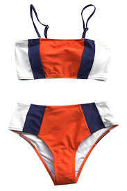 Cupshe Womens Tricolor Bandeau Bikini Set Swimsuit