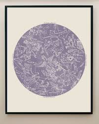Lavender Constellation Map Lavender Star Chart Lavender Circular Art Zodiac Art Print Aquarius Pisces Sagittarius Capricorn Swan