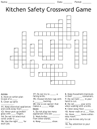 kitchen safety crossword game wordmint