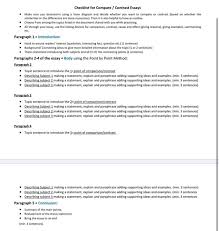 checklist for compare contrast essays
