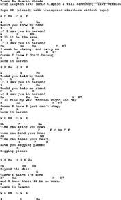 Song Lyrics With Guitar Chords For Tears In Heaven Eric