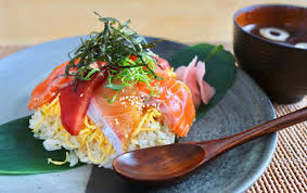 mixed sushi with soy marinated fish