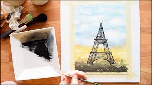 paint the eiffel tower in watercolors