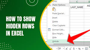 how to show hidden rows in excel a