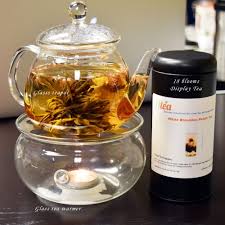 blooming tea gift set with glass teapot