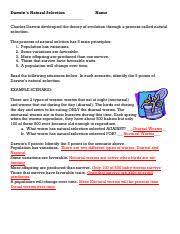 Darwin's natural selection worksheet name sanier rodriguez read the following situations below and identify the 5 points of darwin's natural selection. Darwin And Natural Selection Activity Modified 2 Pdf Darwin U2019s Natural Selection Name Charles Darwin Devleoped The Theory Of Evolution Through A Course Hero
