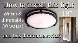 Replacing Old Kitchen Light With New Led Flush Mount Ceiling Light And Dimmer Youtube