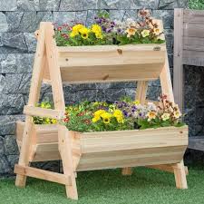Outsunny Natural Wood Raised Garden Bed