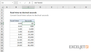 Excel Formula Convert Excel Time To Decimal Seconds Exceljet