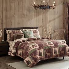 Rustic Patchwork Bear Deer Bedspread