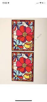 Tropical Flowers Stained Glass Window