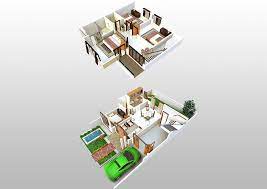 2 Storey House Design With Floor Plan 3d gambar png