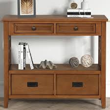 Retro Style Brown Solid Wood 36 In Sideboard Console Table Sofa Table Entryway Table With 4 Drawers And Storage Shelf