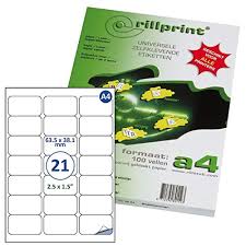Whether you need plain sheets of labels or printed, you can buy flexi labels from 10 sheets to 50,000 sheets. Compare Prices Of Rillprint Self Adhesive Labels Stickers 2100 Labels 63 5 X 38 1 Mm 21 Printable Labels Per A4 Sheet Multipurpose White Address Shipping Price Sticky Label For Inkjet Laser Printer Priceszone